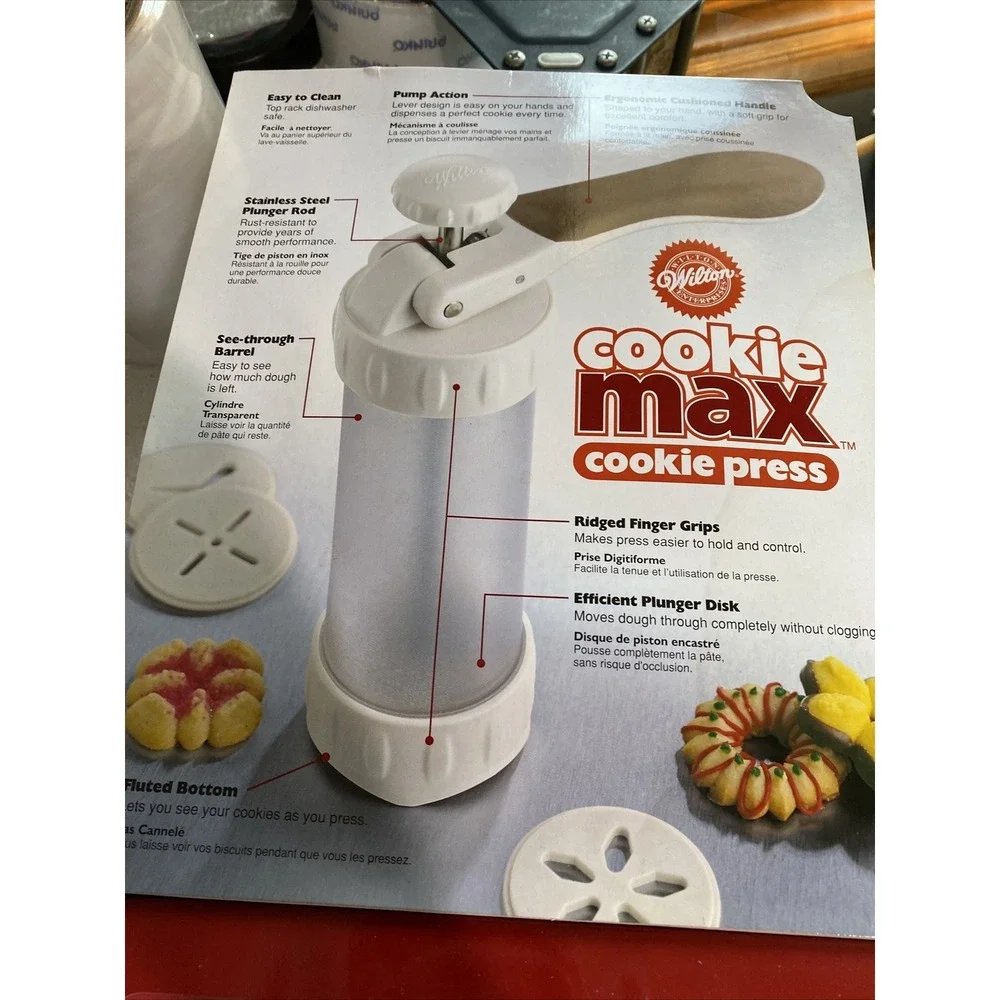 Wilton Cookie Max Cookie Press 2104-4003 Ergonomic 12 Discs New In‎ Worn Box